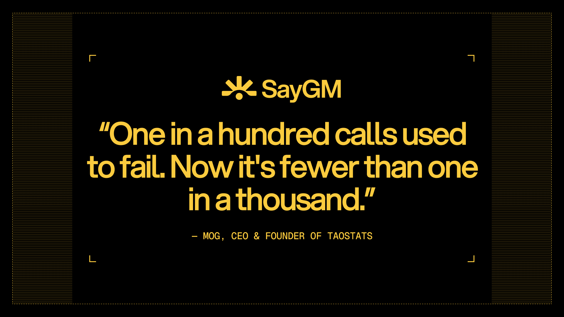 Testimonial about SayGM from mog, the CEO and founder of taostats.