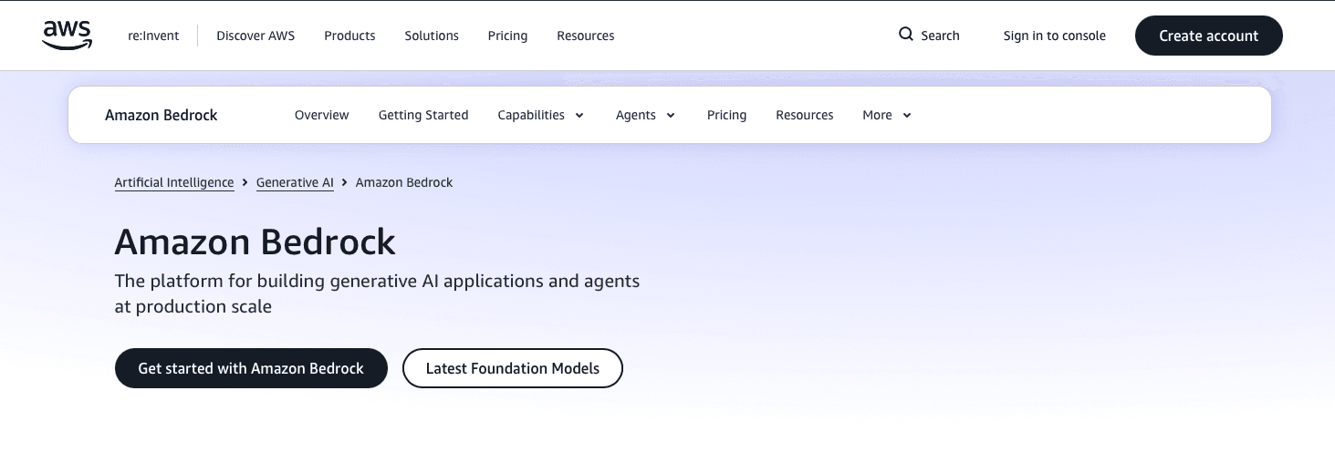 Amazon Bedrock Home Page